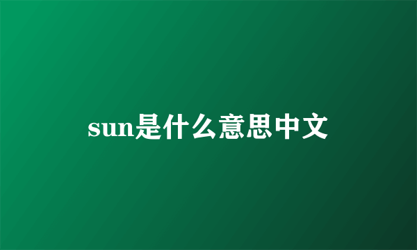 sun是什么意思中文