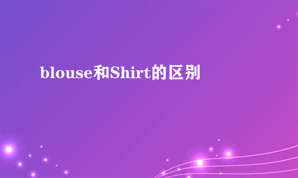 blouse和Shirt的区别