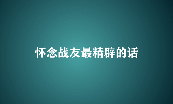 怀念战友最精辟的话