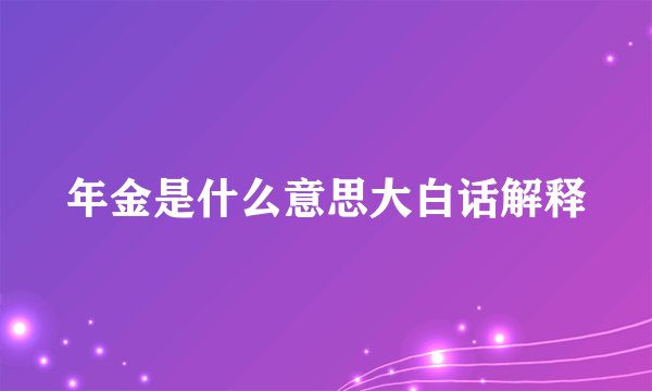 年金是什么意思大白话解释