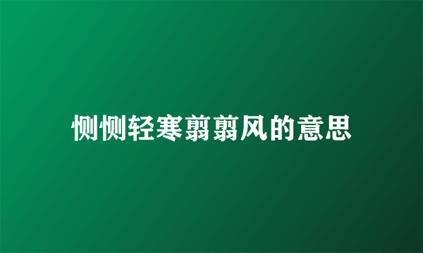 恻恻轻寒翦翦风的意思