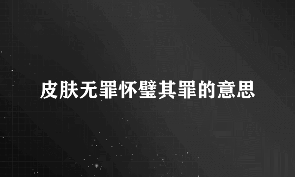 皮肤无罪怀璧其罪的意思