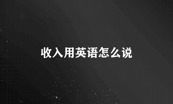 收入用英语怎么说