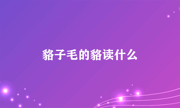 貉子毛的貉读什么