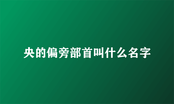 央的偏旁部首叫什么名字