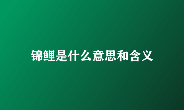 锦鲤是什么意思和含义