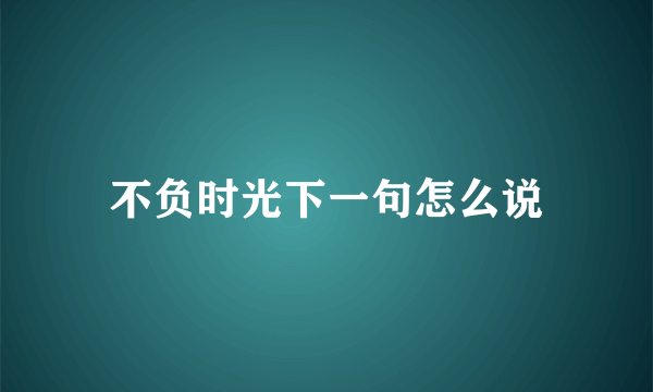不负时光下一句怎么说