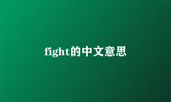 fight的中文意思