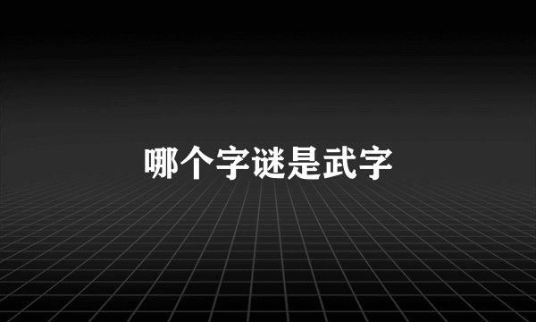 哪个字谜是武字