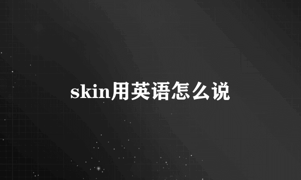 skin用英语怎么说