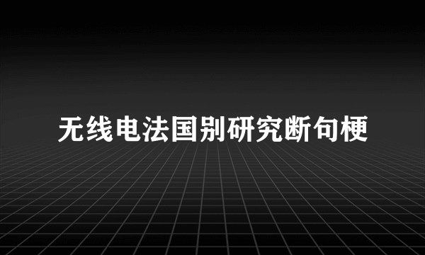 无线电法国别研究断句梗