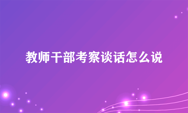 教师干部考察谈话怎么说