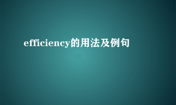 efficiency的用法及例句