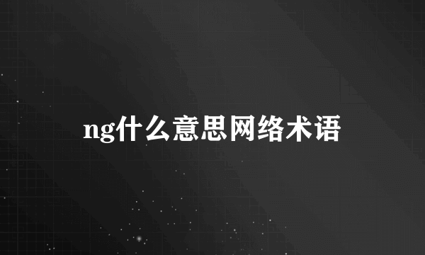 ng什么意思网络术语