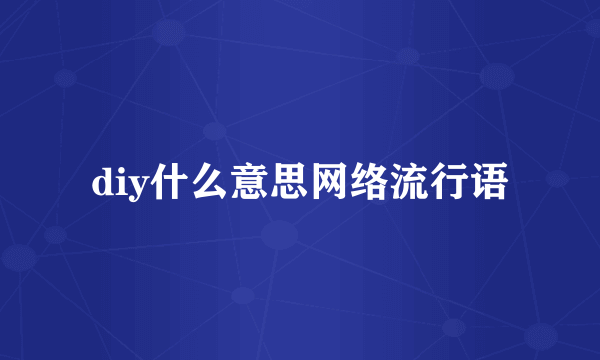 diy什么意思网络流行语