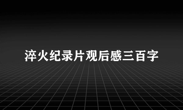淬火纪录片观后感三百字