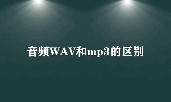 音频WAV和mp3的区别