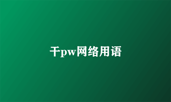 干pw网络用语