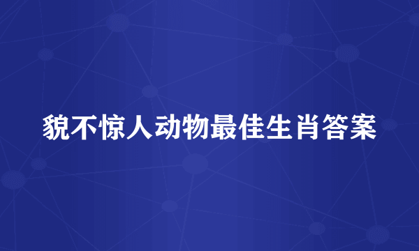 貌不惊人动物最佳生肖答案