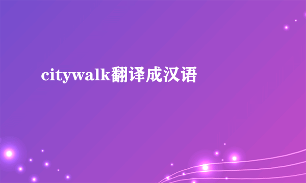 citywalk翻译成汉语