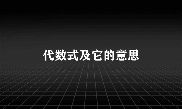 代数式及它的意思