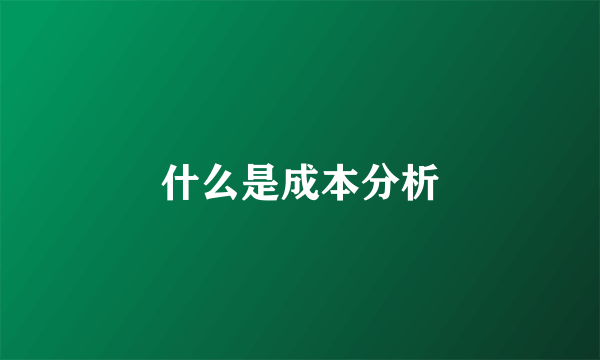 什么是成本分析