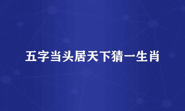 五字当头居天下猜一生肖