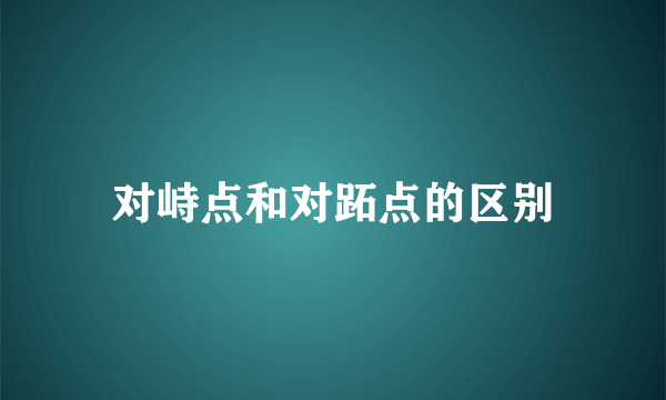 对峙点和对跖点的区别