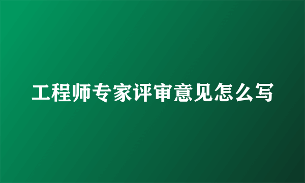 工程师专家评审意见怎么写