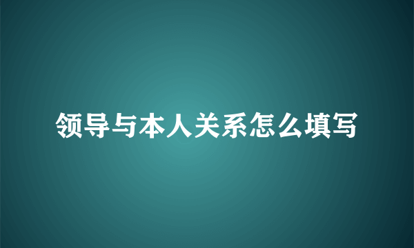 领导与本人关系怎么填写