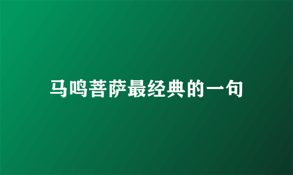 马鸣菩萨最经典的一句