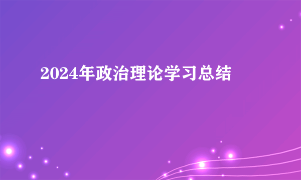 2024年政治理论学习总结
