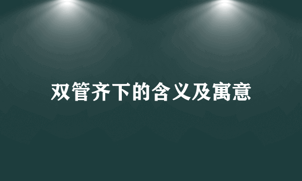 双管齐下的含义及寓意
