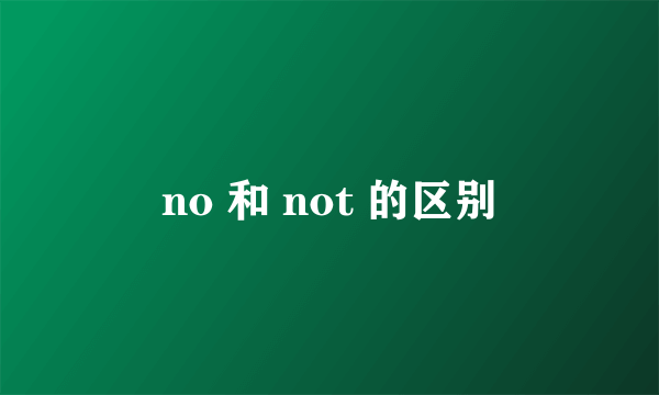 no 和 not 的区别