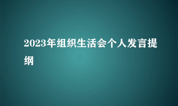 2023年组织生活会个人发言提纲