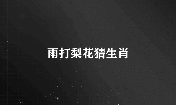 雨打梨花猜生肖