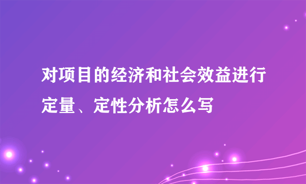 对项目的经济和社会效益进行定量、定性分析怎么写