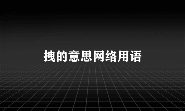 拽的意思网络用语