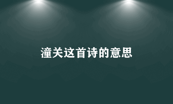 潼关这首诗的意思