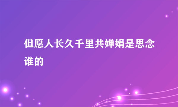 但愿人长久千里共婵娟是思念谁的