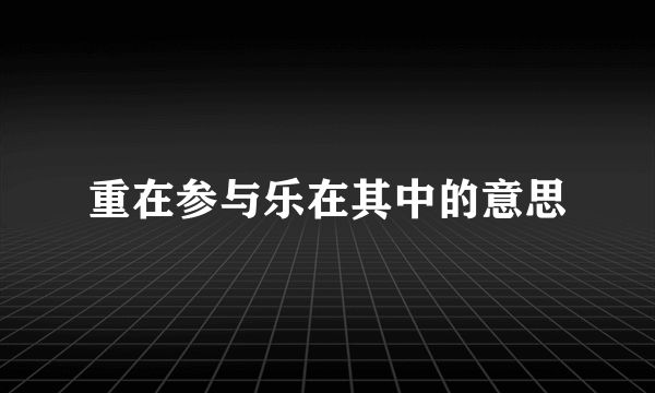 重在参与乐在其中的意思