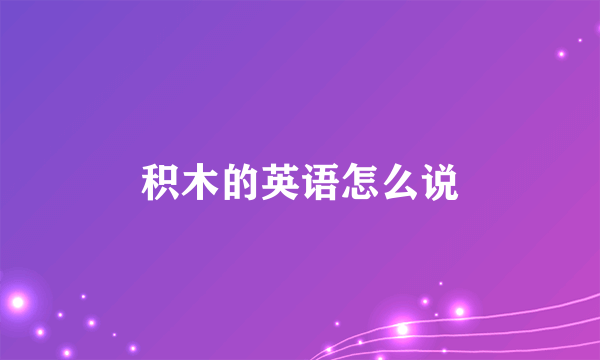积木的英语怎么说