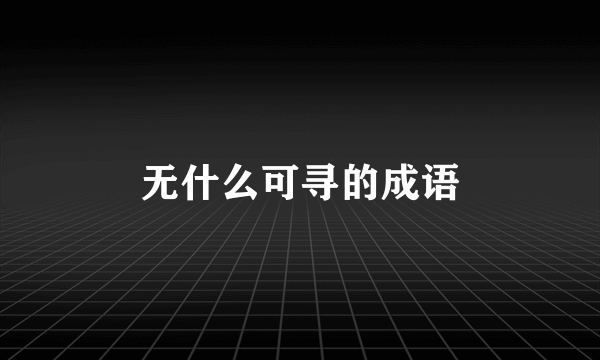无什么可寻的成语