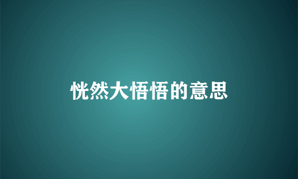 恍然大悟悟的意思
