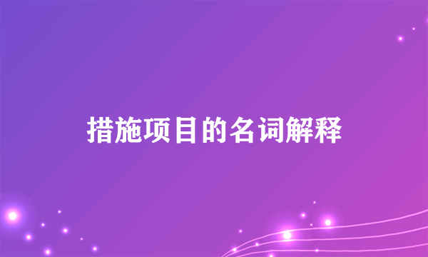 措施项目的名词解释