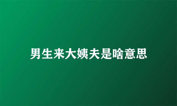 男生来大姨夫是啥意思