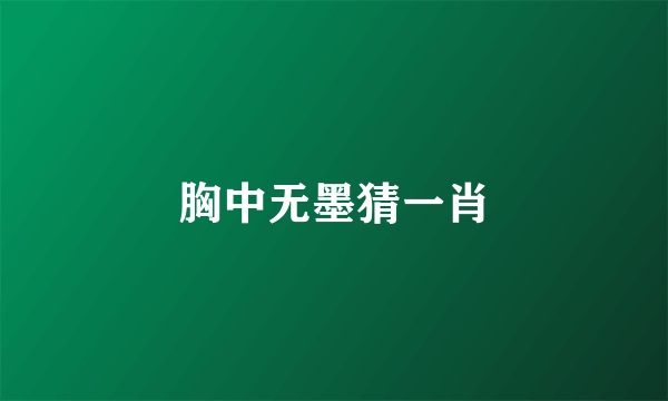 胸中无墨猜一肖