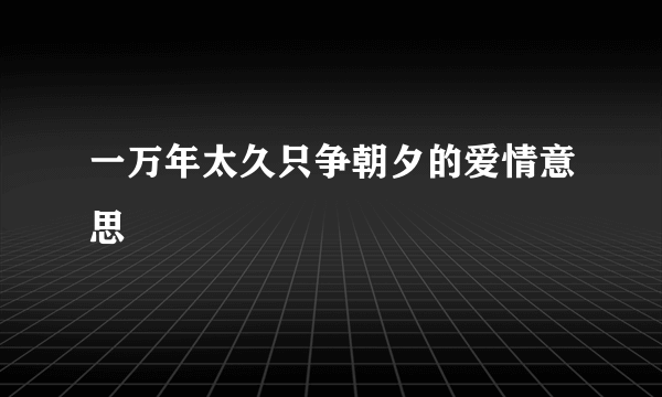 一万年太久只争朝夕的爱情意思