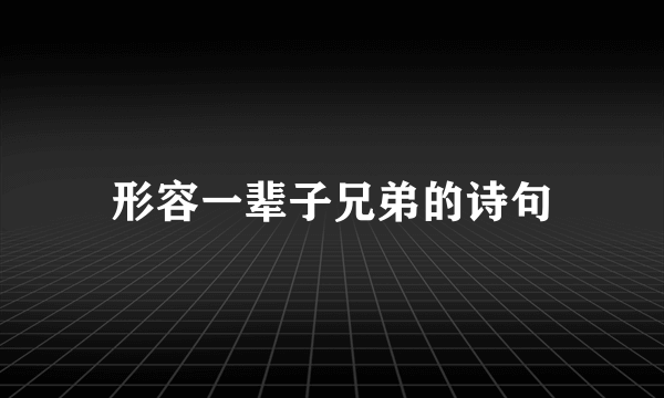 形容一辈子兄弟的诗句
