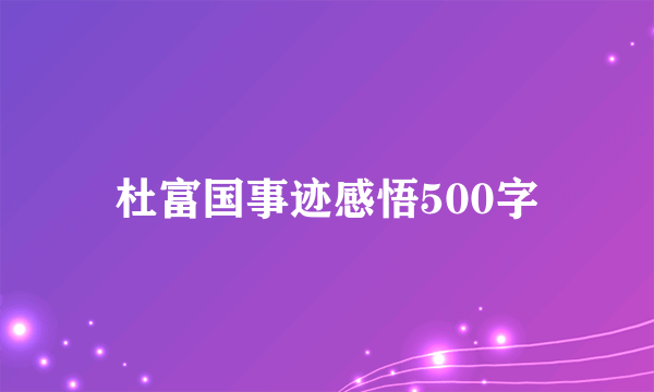 杜富国事迹感悟500字